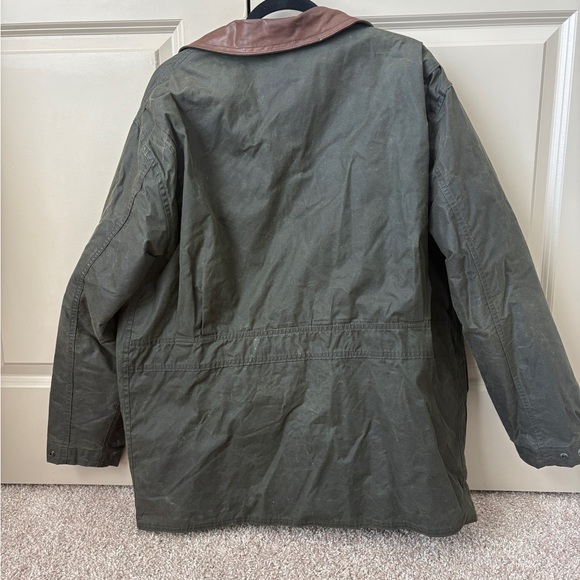 Vintage Woolrich Dark Green Waxed Field Jacket with Brown Collar - Picture 2 of 4